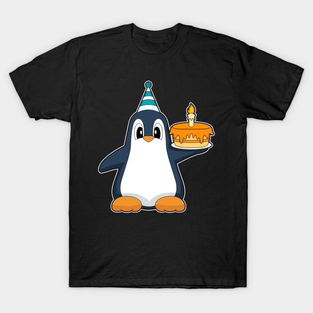 Penguin Birthday Candle Cake T-Shirt by Markus Schnabel